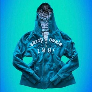 Y2k rare aeropostale ‘87 Zip-up hoodie 💙💞🩵